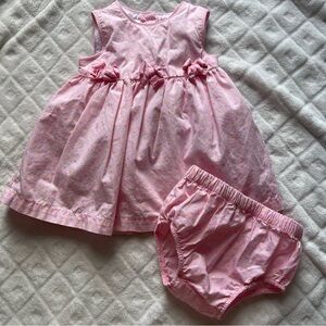 Specialty Baby girl infant pink polka dot dress with bloomer size 3/6 months